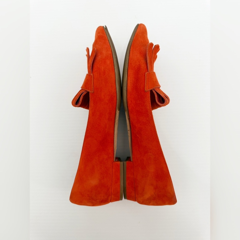 M. Gemi Burnt Orange Suede Leather Fringe Loafers - 36.5 - Picture 6 of 15